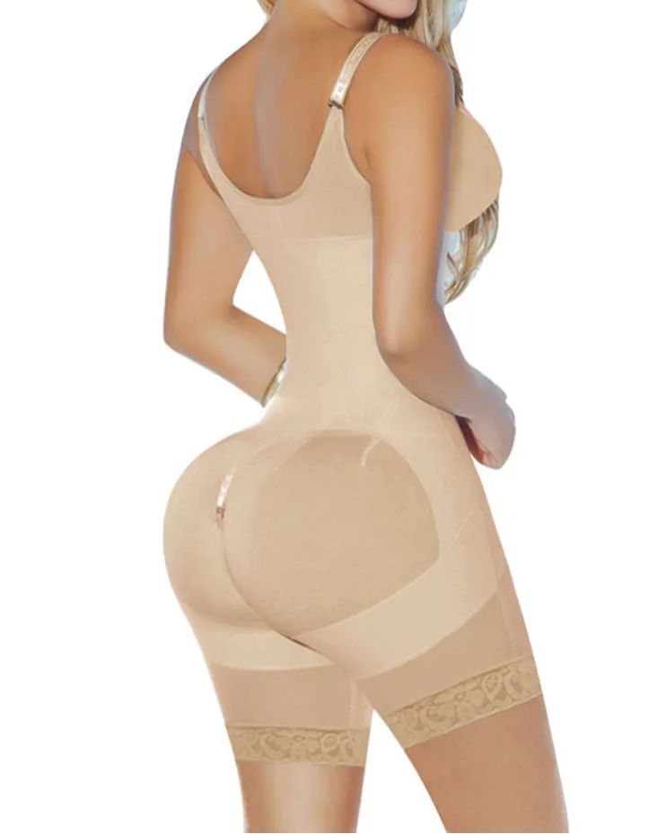 Women's Compression Garment with Thin Straps Hook Closure Waist Slimming Shapewear-Curvy-Faja