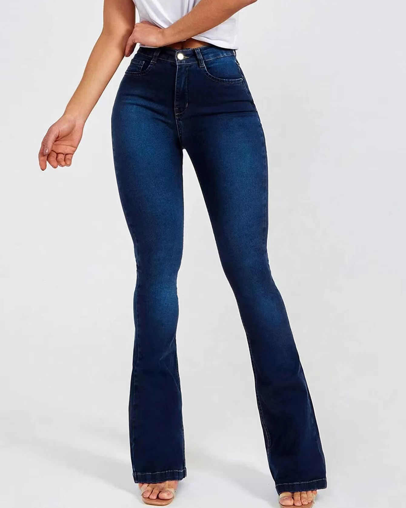Women'S High Waist Slim Stretch Flared Jeans-curvy-faja