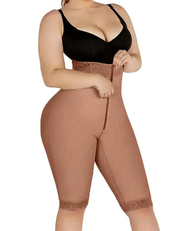 Double Compression High-Waisted Butt Lifting Shorts Knee Short And Lift Buttoks-Curvy-Faja