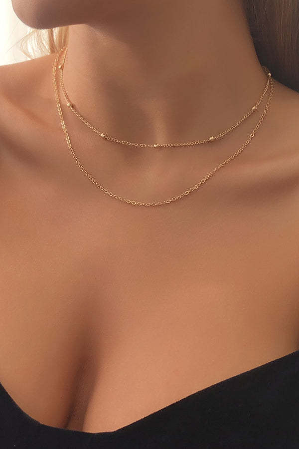 Minimalist Round Beads Layered Necklace-Curvy-Faja