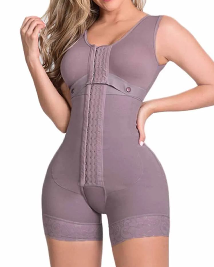 High Compression Shapewear With Hook And Eye Front Closure shaper Adjustable Bra Slimming Bodysuit-Curvy-Faja