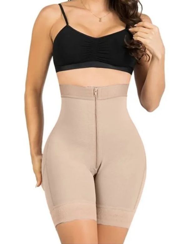 Womens High Waisted Butt Lifter Body Shaper Zipper Butt Pads Seamless Hip Enhancer Shorts-Curvy-Faja