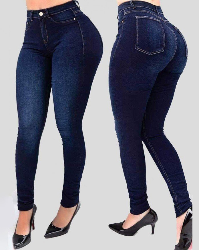 High-waist Stretch Slim-fit Shaping Jeans-Curvy-Faja
