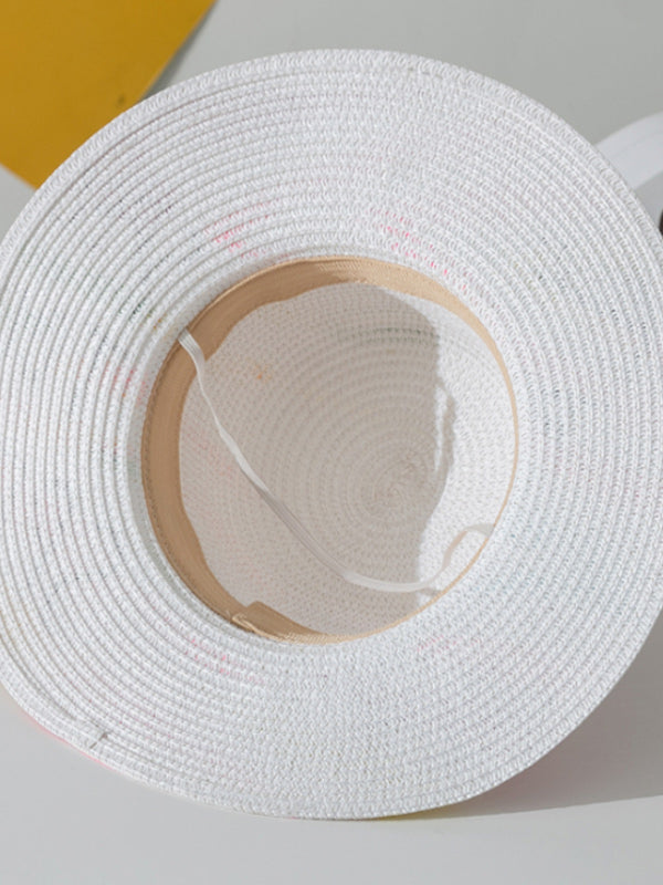 Parent-Child Lovely Straw Hand Drawn Doodle Painted Cartoon Painting Sunscreen Hat-Curvy-Faja