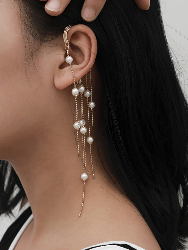 Stylish Beaded Decorated Tasseled Creativity Earrings-Curvy-Faja