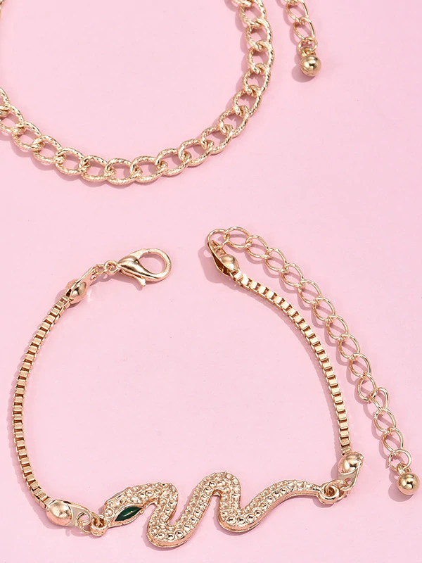 Fashion Alloy Adjustable Bracelet Two Pieces-Curvy-Faja