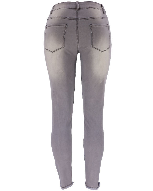 Women's Ripped Denim Pants-Curvy-Faja