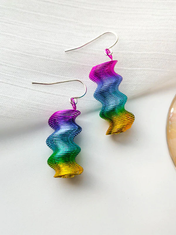 Spiral Colorful Gradient Stylish Earrings-Curvy-Faja