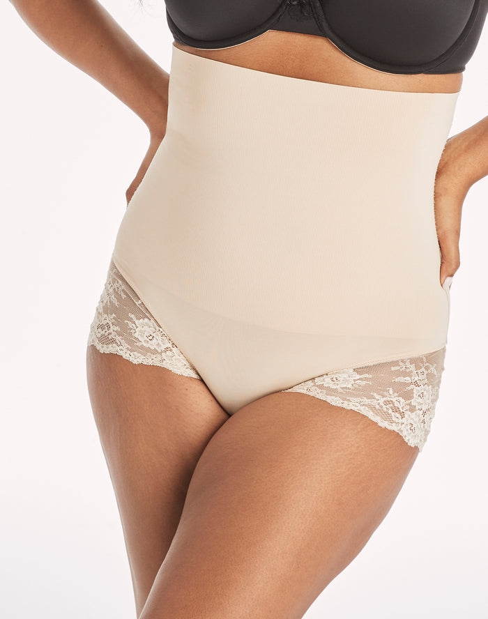 High Waist Shaping Brief With Lace-Curvy-Faja