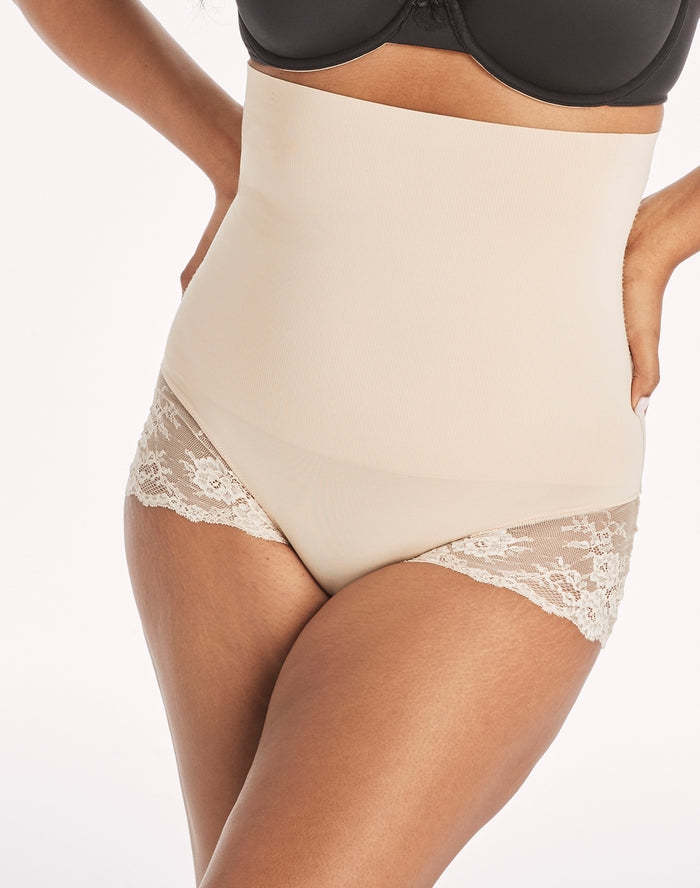 High Waist Shaping Brief With Lace-Curvy-Faja