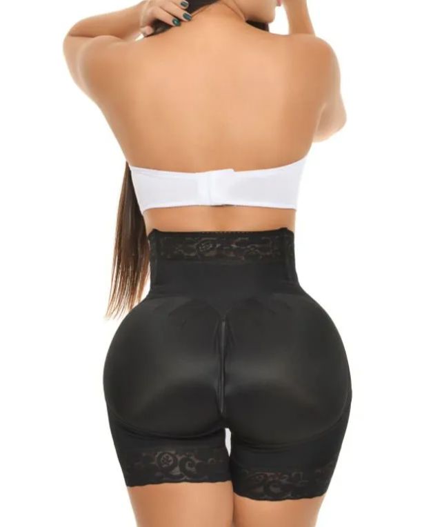 High Waist Push Up Shorts With 3 Rows Of Bootylicious Enhancement Snaps-Curvy-Faja