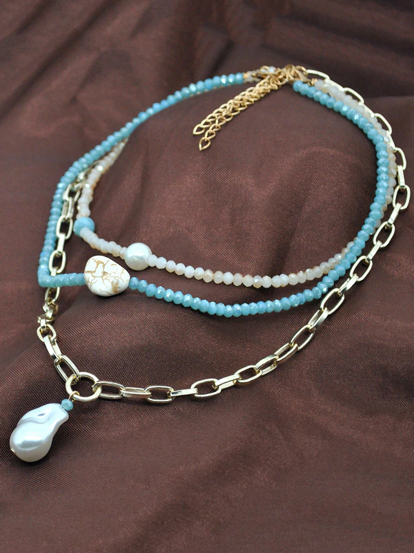 Punk Style Beaded Clavicle Fashion Multi-Layer Necklace-Curvy-Faja