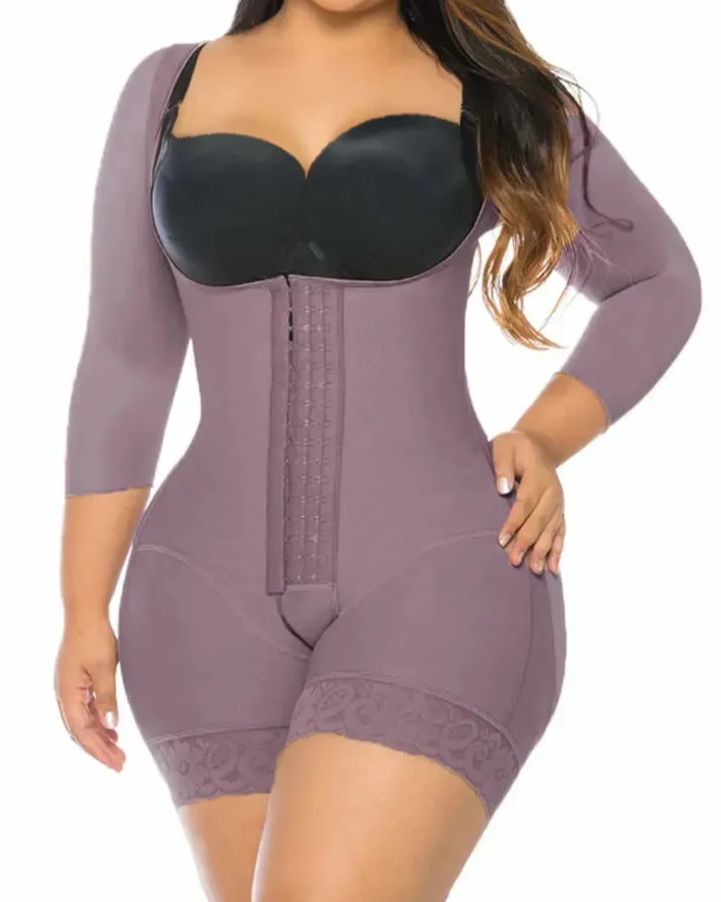 Women Full Body Waist Trainer Zipper Tummy Control Upper Arm Open Bust Slimmer Corset Shaper Girdle-Curvy-Faja