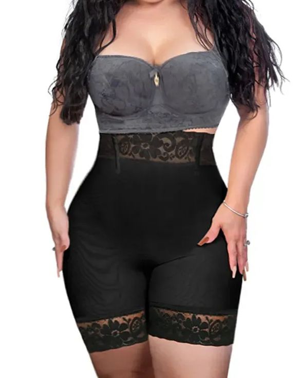 Double Compression Shorts High Waisted With Plastic Fish Bone Tummy Control 