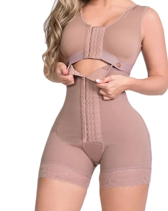 High Compression Shapewear With Hook And Eye Front Closure shaper Adjustable Bra Slimming Bodysuit-curvy-faja