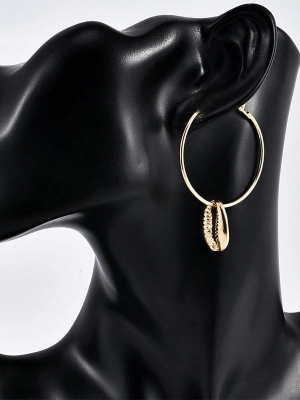 Fashion Trendy Shell Ear Hoop Earrings-Curvy-Faja