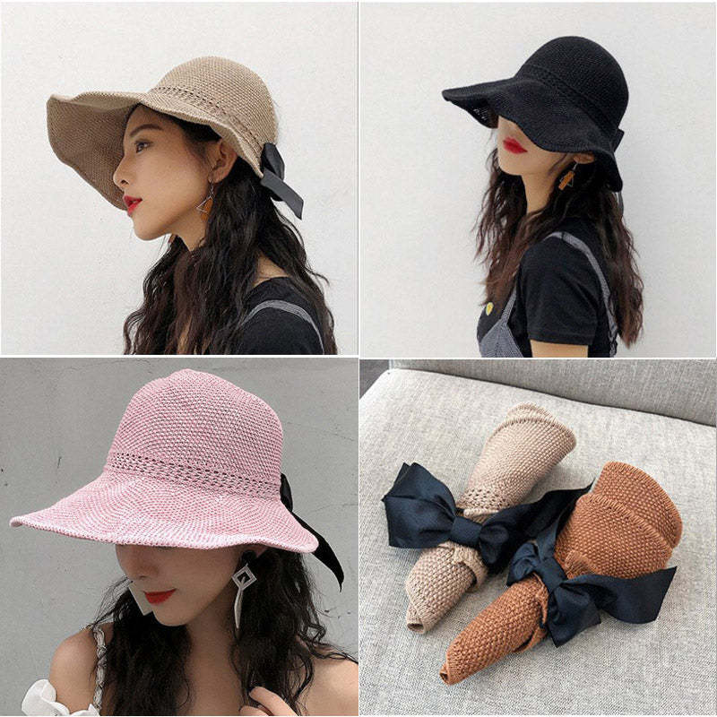 Solid Color Sunscreen Straw Woven Breathable Adjustable Hat