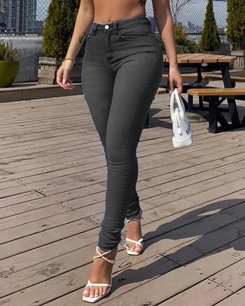 Sexy Peach Hip Skinny Jeans-Curvy-Faja