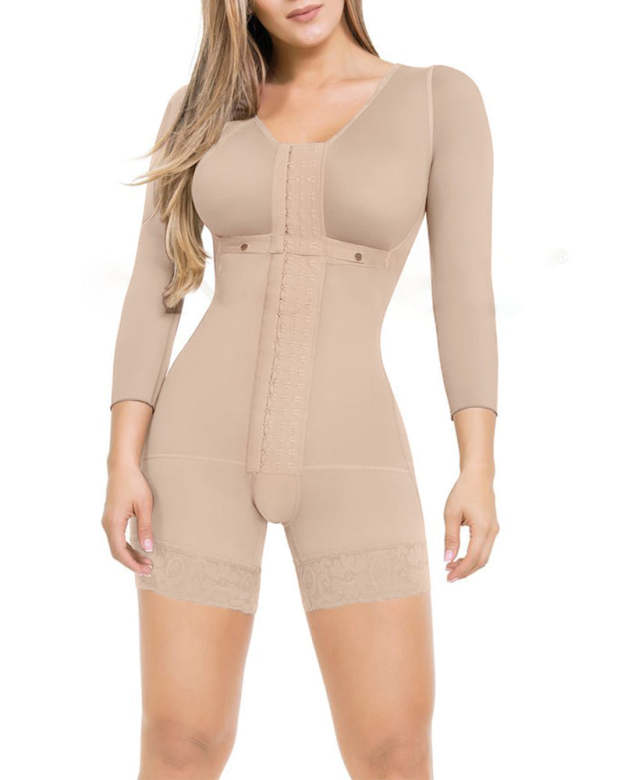 Long Sleeves Bodysuit Firm Control High-Back Shapewear For Women Breathable Bodysuit Compression Fajas-Curvy-Faja