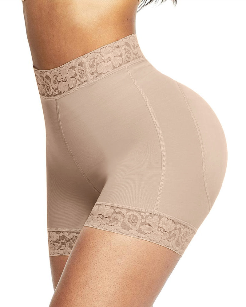 Mid-Waist Shaping Shorts With Anti-Rolling Lace Tummy Control Underwear For Women Butt Lifter-Curvy-Faja
