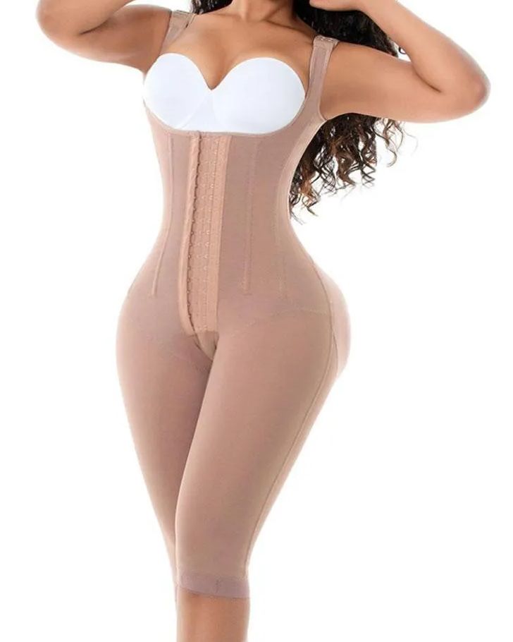 Garment Three-Breasted Hook-Eye Shapewear Knee Length With Corset Boning