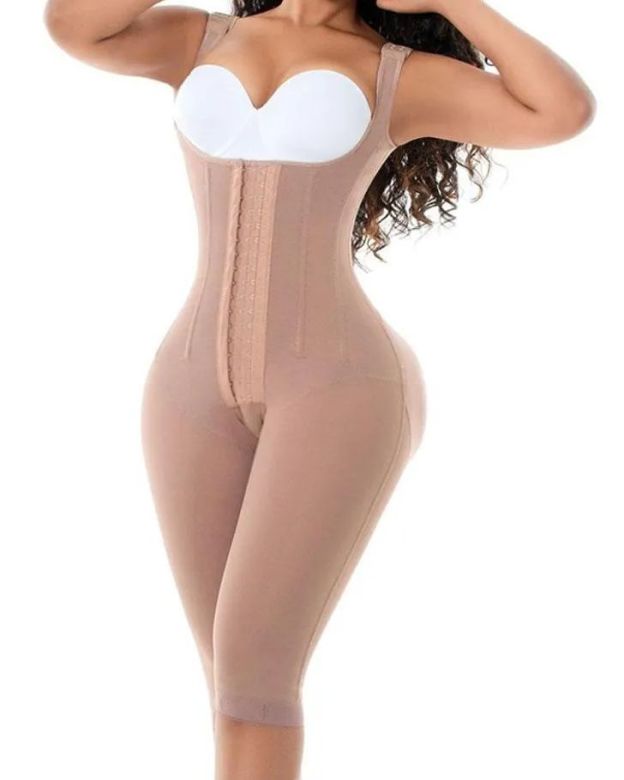 Garment Three-Breasted Hook-Eye Shapewear Knee Length With Corset Boning