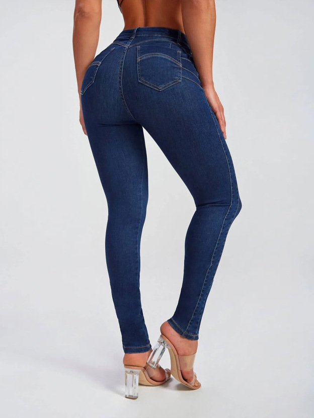 Slim Fit Pencil Pants Stretch High-rise Jeans-Curvy-Faja