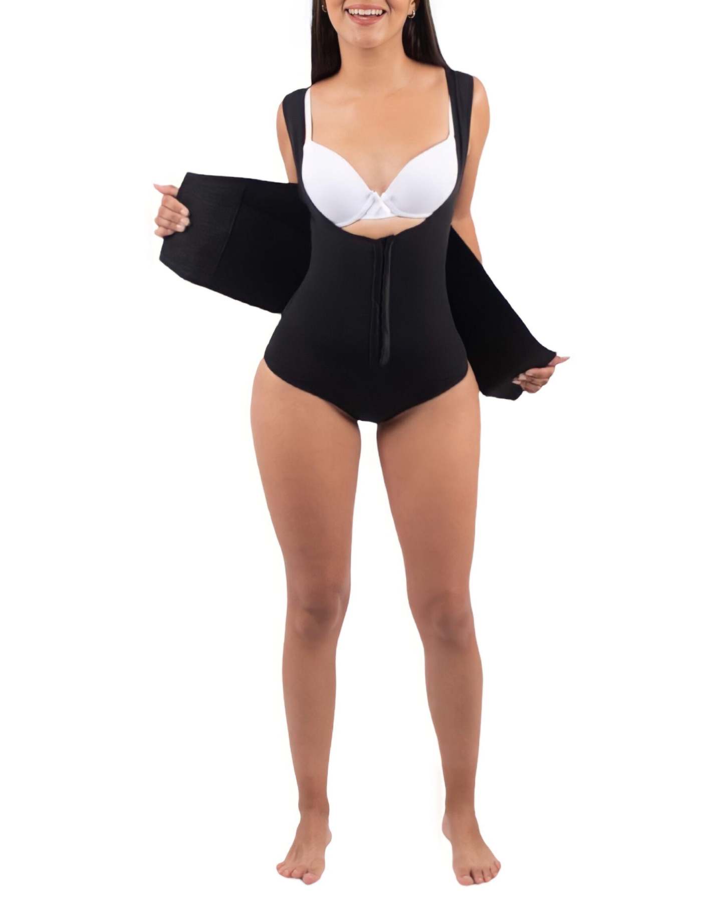 Tummy Control Shapewear Bodysuit with Belt-Curvy-Faja