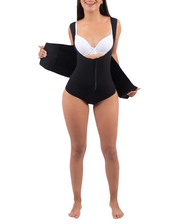 Tummy Control Shapewear Bodysuit with Belt-Curvy-Faja