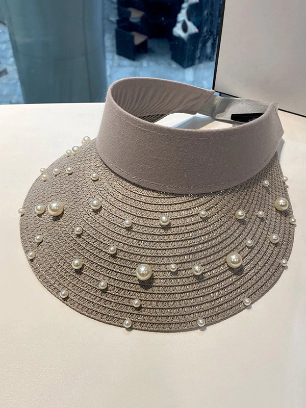 Vacation Beach Beaded Beach Empty Top Sun Hat-Curvy-Faja