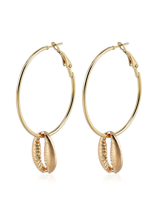 Fashion Trendy Shell Ear Hoop Earrings-Curvy-Faja