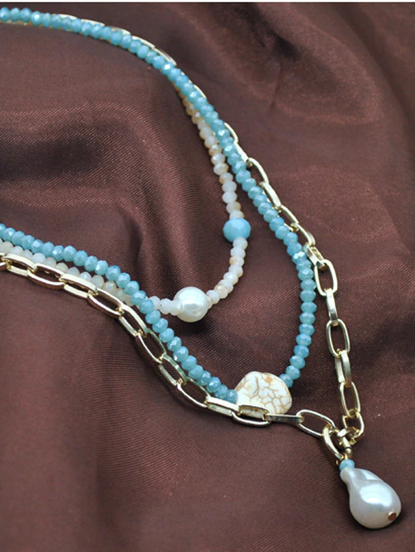 Punk Style Beaded Clavicle Fashion Multi-Layer Necklace-Curvy-Faja