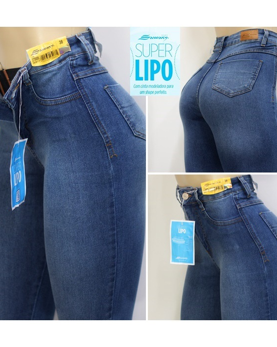 Jeans High Waist With Super Lipo Spandex-Curvy-Faja