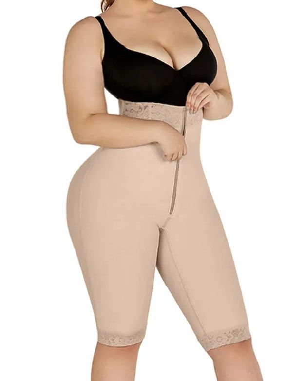 Double Compression High-Waisted Butt Lifting Shorts Knee Short And Lift Buttoks-Curvy-Faja