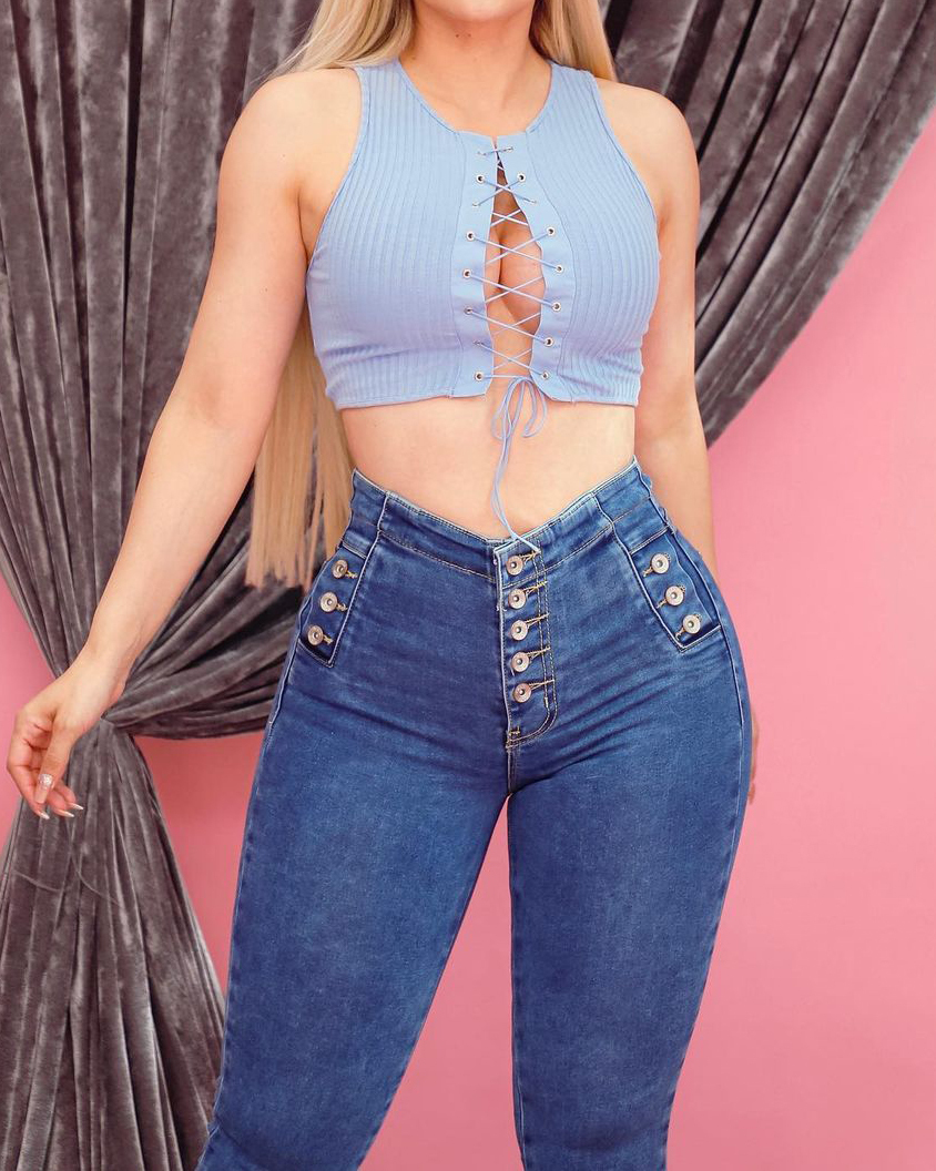 High Waist Tummy Control Stretchy Jeans-Curvy-Faja