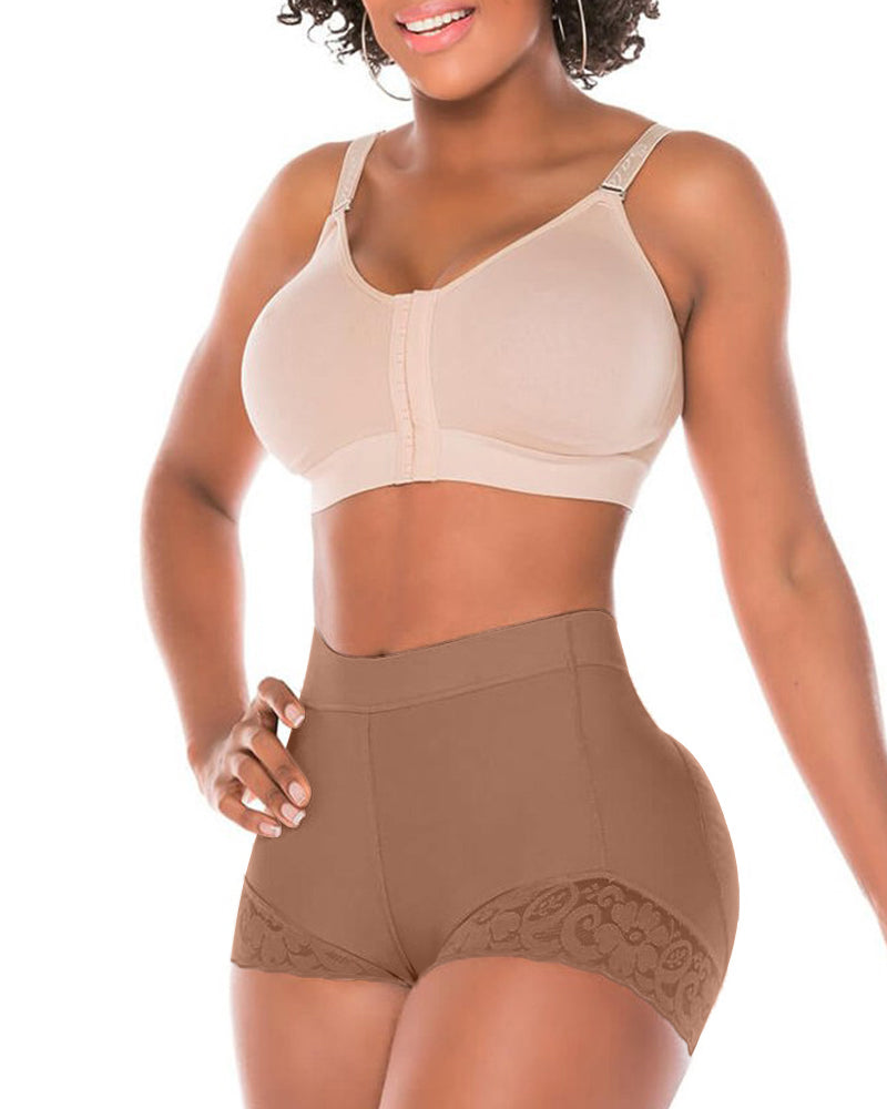 High Waist Women Hip Enhancer Shapewear Tummy Control Lace Body Shaper-Curvy-Faja