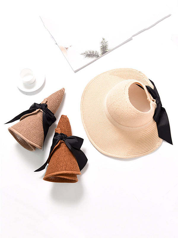 Solid Color Sunscreen Straw Woven Breathable Adjustable Hat
