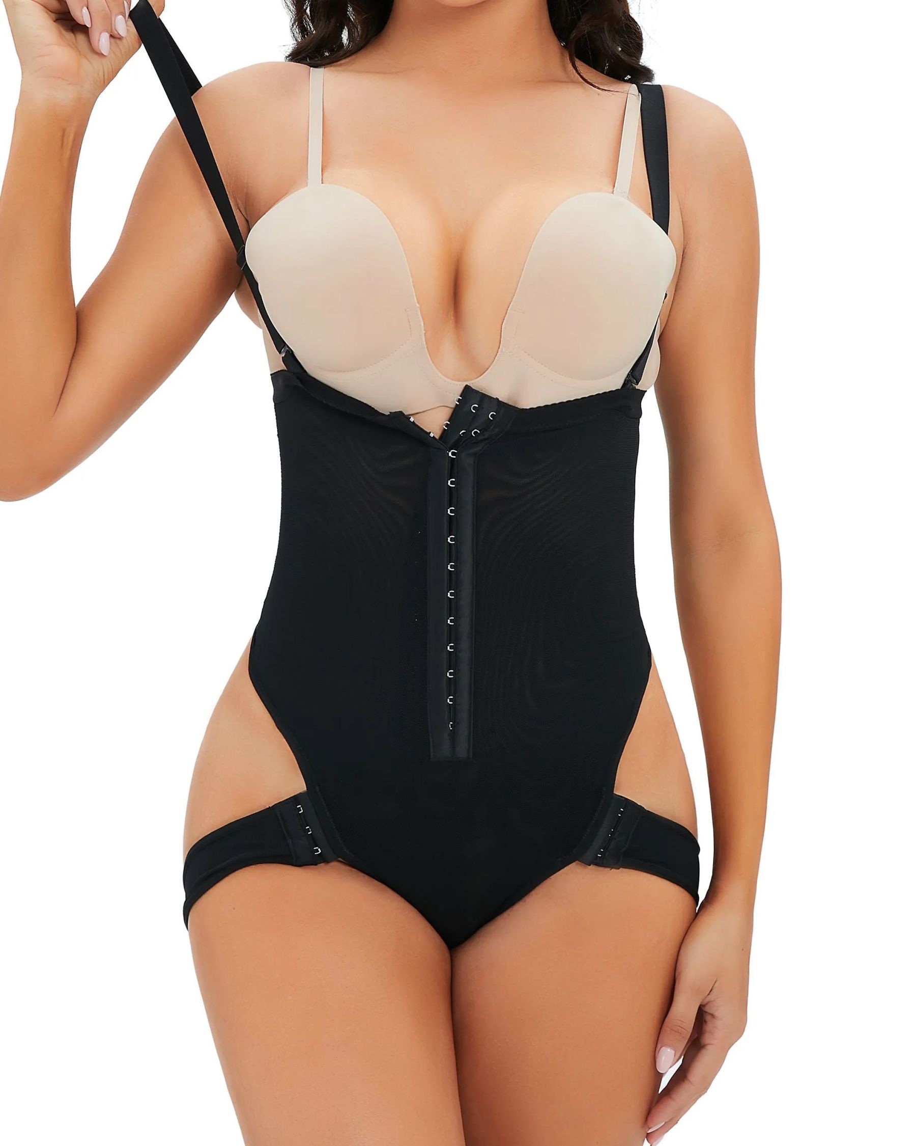 Nylon Mesh Removable Small Strap Body Shaper-Curvy-Faja