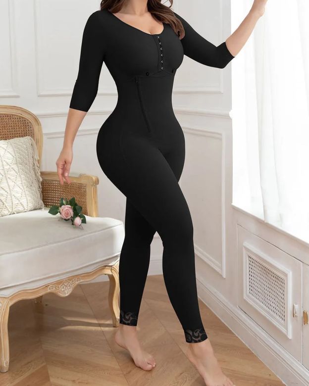 Long Sleeve Long Leg Shaping Garment After Liposuction-Curvy-Faja