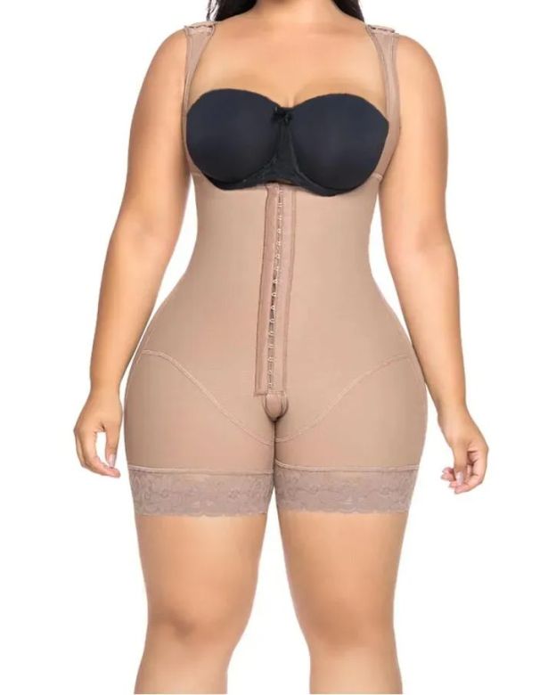 Women's Shapewear Hook And Eye Closure Tummy Control  Adjustable Crotch  Open Bust Bodysuit-Curvy-Faja
