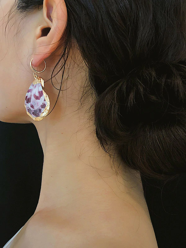 Creative Geometric Scallop Shell Pendant Earrings-Curvy-Faja