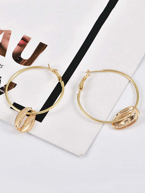 Fashion Trendy Shell Ear Hoop Earrings-Curvy-Faja