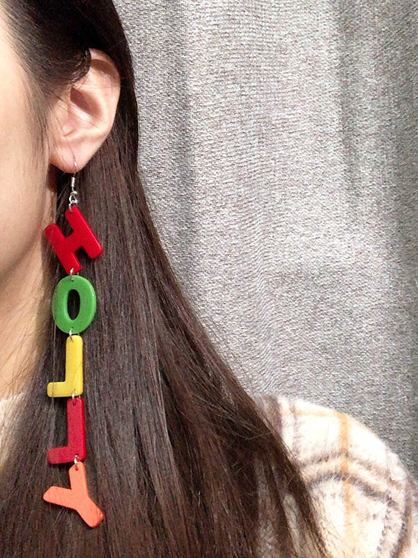 Colorful HOLLYWOOD Personalized Letter Earrings-Curvy-Faja