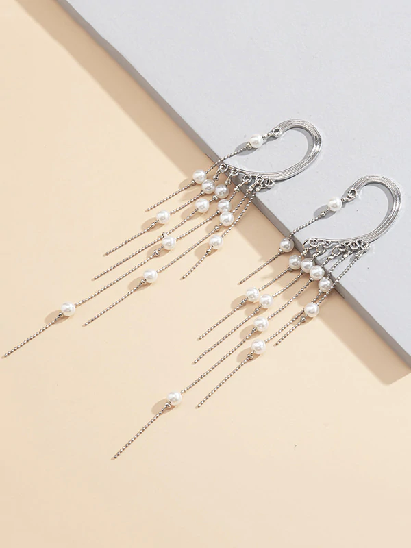 Stylish Beaded Decorated Tasseled Creativity Earrings-Curvy-Faja