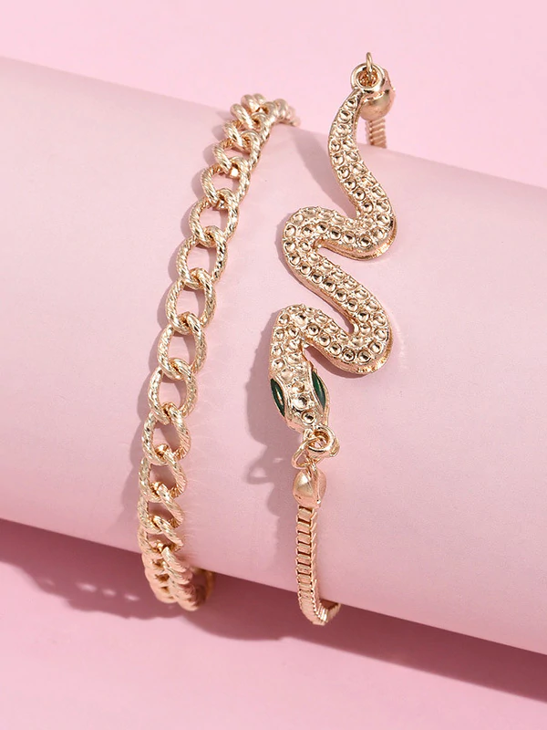 Fashion Alloy Adjustable Bracelet Two Pieces-Curvy-Faja