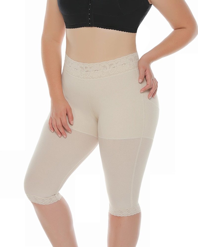 High Waist Knee Length Shaping Shorts Butt Lifting Anti-Rolling Shapewear For Women-Curvy-Faja