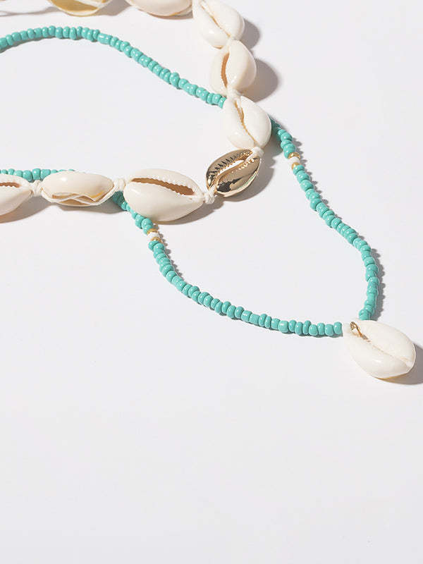Personalized Ethnic Beaded Shell Double Layer Set Necklace-Curvy-Faja