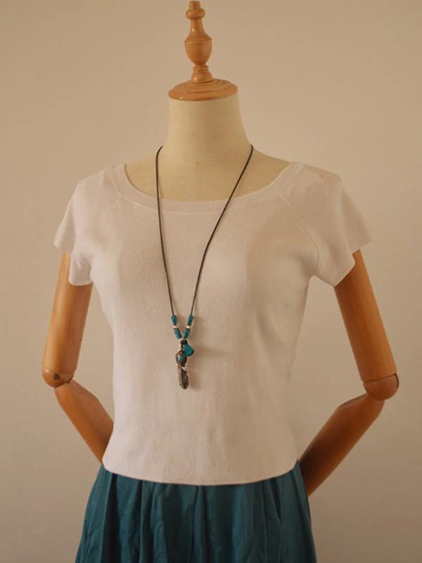 Vintage Feather Wooden Beads Tassel Long Necklace-Curvy-Faja