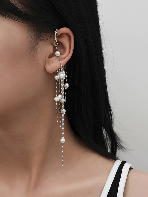 Stylish Beaded Decorated Tasseled Creativity Earrings-Curvy-Faja