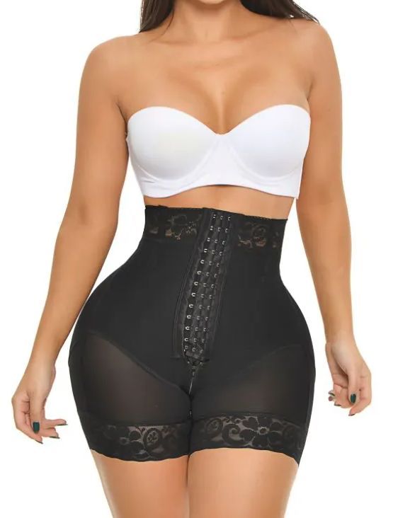 High Waist Push Up Shorts With 3 Rows Of Bootylicious Enhancement Snaps-Curvy-Faja